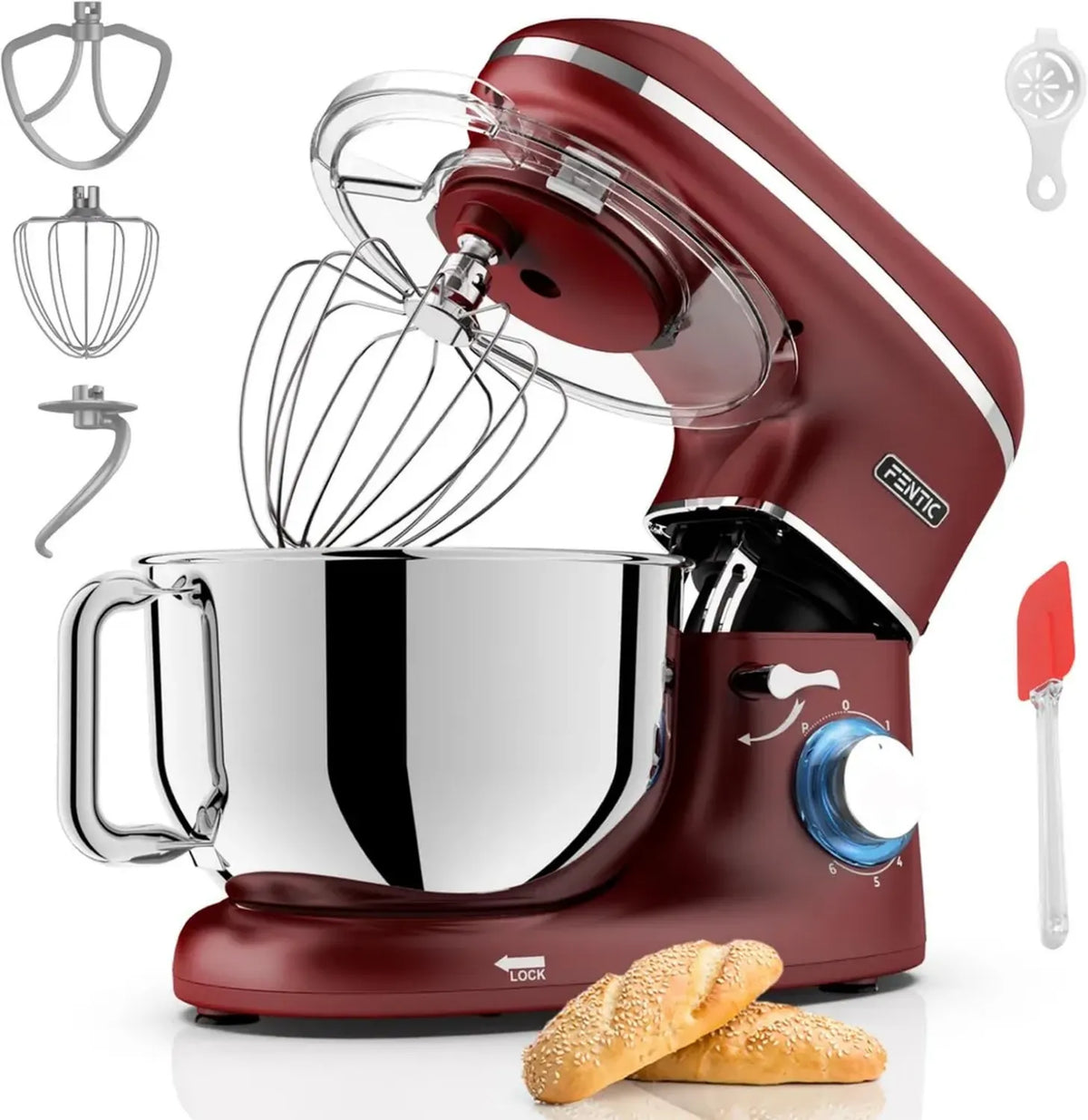 Robot da Cucina 2000W con Ciotola Inox 6,2L e Accessori - Rosso