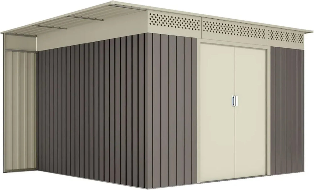 Magazzino in Metallo Grigio Beige 8,96 m² per Esterno, 269x333x189 cm