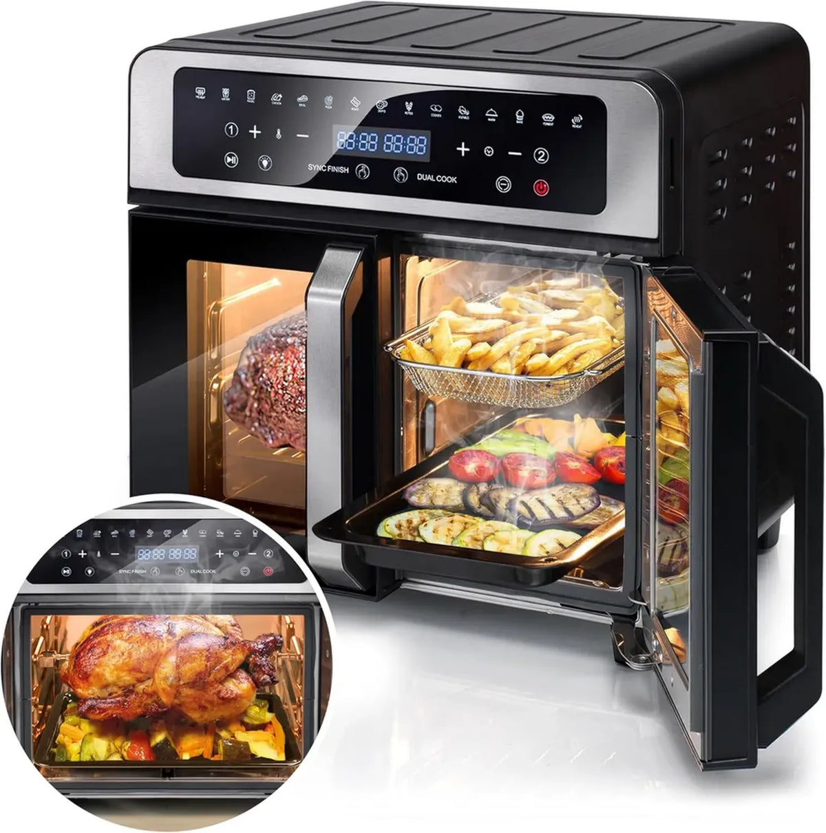 Forno Friggitrice ad Aria DUAL CHEF EVOLUTION con Zone Indipendenti, Capacità XL, Cucina Sana e Veloce