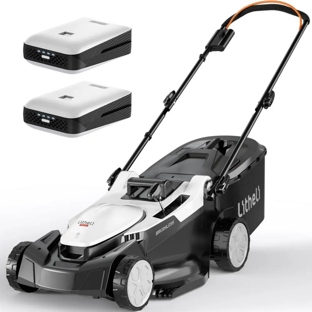 Rasaerba a Batteria 43cm Litheli, 2x 20V 4.0Ah Batterie, Altezza Regolabile 25-75mm, Sacco da 40L, per Prati fino a 500m², Motore Brushless
