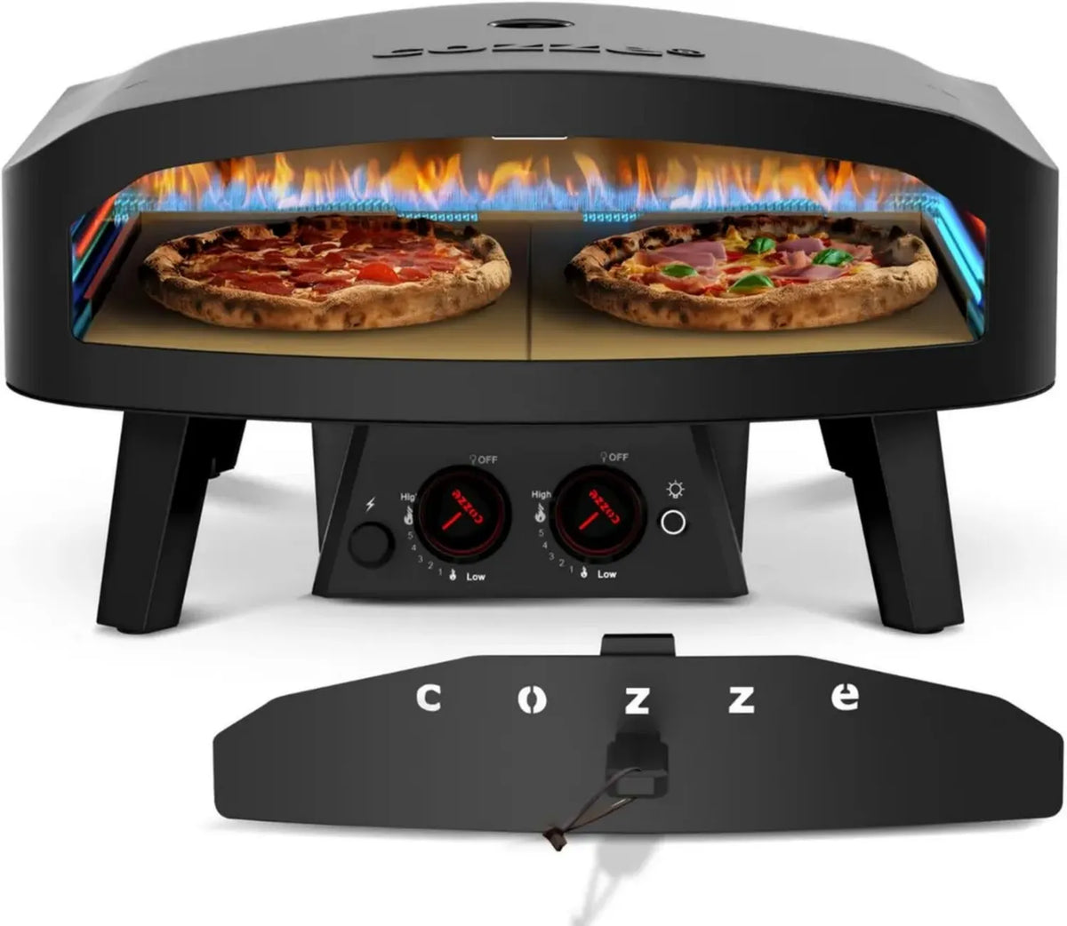 Forno per Pizza a Gas Cozze 60cm Nero con Doppia Pietra Refrattaria