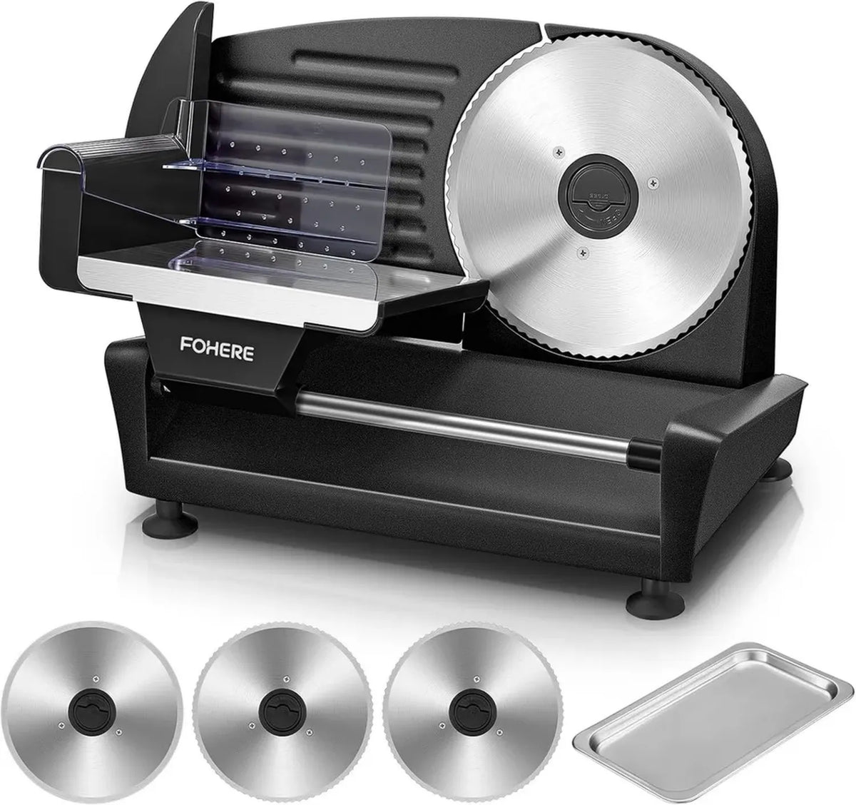 Affettatrice Elettrica 250W, 3 Lame Acciaio Inox 19 cm, Spessore Regolabile 0-15 mm, Ideale per Carne, Formaggio e Pane