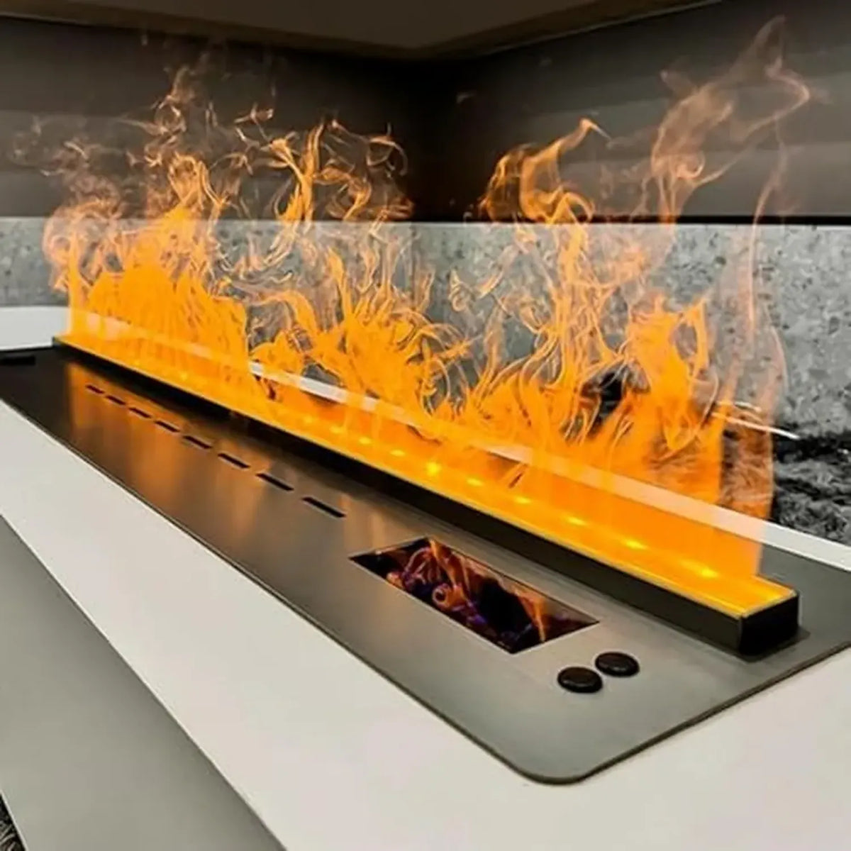 Camino a Vapore 3D con Fiamma Realistica, LED Elettrico, 5 Misure Regolabili, Senza Calore, Design Compatto