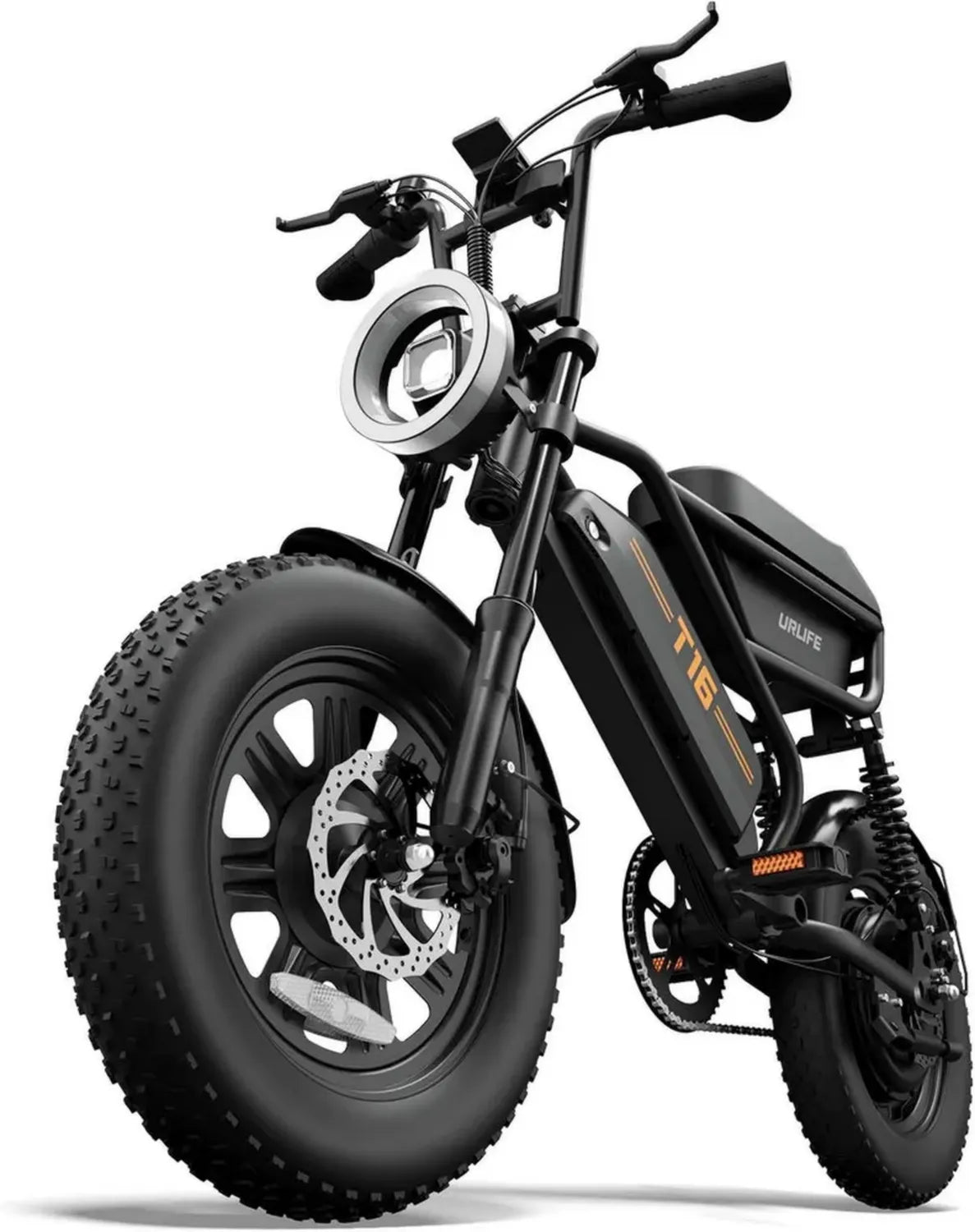 Bici Elettrica URLIFE 16' con Batteria Rimovibile 48V, Motore 250W, Autonomia 120km, Doppia Sospensione e Scatola Portaoggetti per Adulti