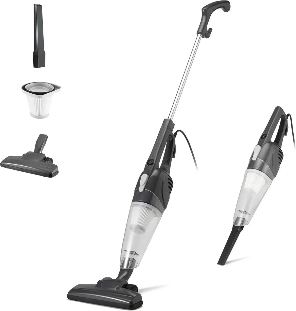 Scopa Elettrica con Filo 2-in-1, Motore ECO e Filtro HEPA, Ultra Leggera, Nero