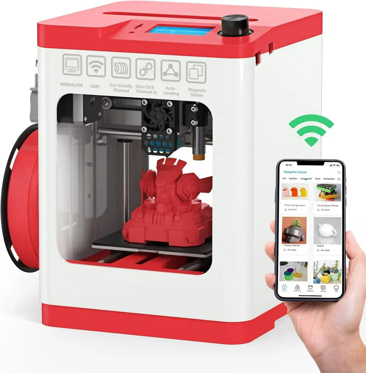 Stampante 3D Mini per Principianti con WiFi, Livellamento Automatico e Precisione Elevata