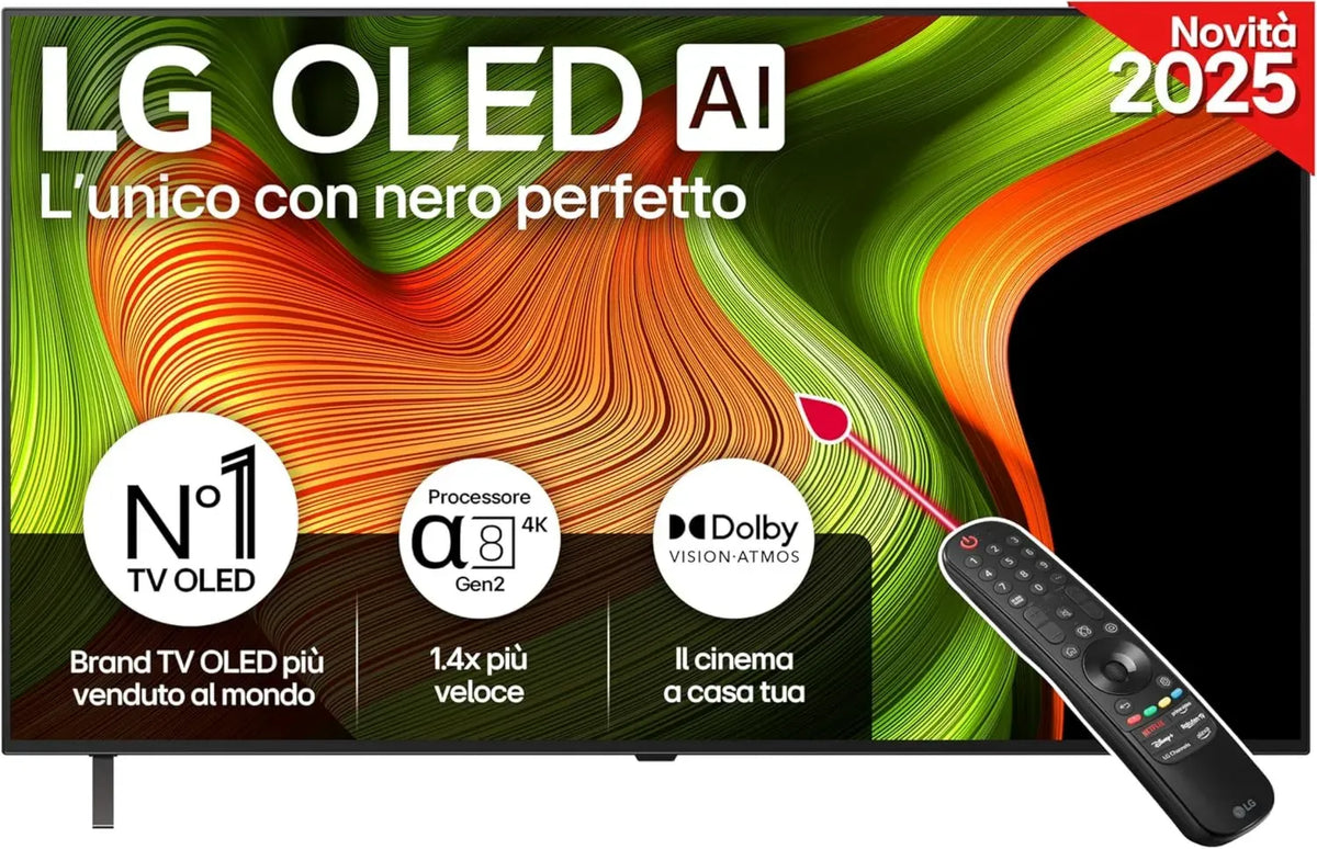 TV OLED LG 55 Pollici 4K Smart con Processore α7 Gen2, WebOS, Dolby Vision e Atmos, Ideale per Gaming, VRR, GSYNC, FreeSync, HDMI 2.1
