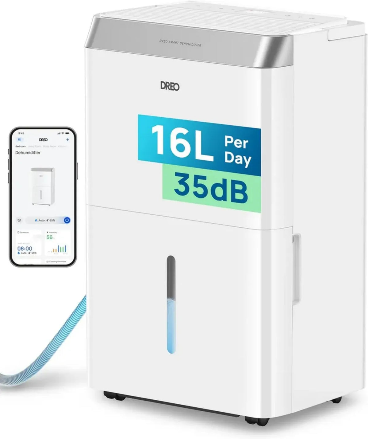 Deumidificatore Intelligente 16L con Controllo Wi-Fi, Ultra Silenzioso, Modalità Multiple, Ideale per Casa e Ufficio
