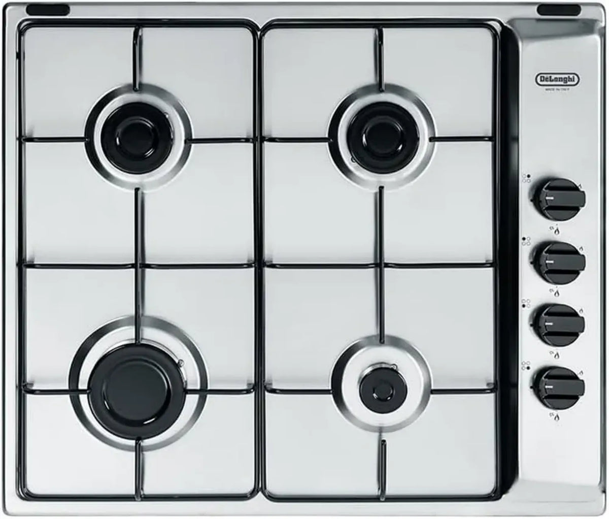 Piano cottura a gas 4 fuochi 60 cm in acciaio inox