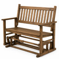Panca dondolo da esterno a due posti in legno massello di pino marrone con braccioli 125 x 72 x 95 cm