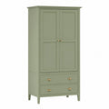 Armadio in MDF verniciato verde con due ante e due cassetti struttura rettangolare maniglie in metallo dorato 80 x 40 x 180 cm