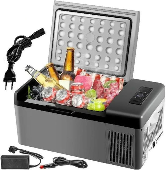 Mini Frigorifero Portatile 15L per Auto, Congelatore 12V/24V con Compressore, Ideale per Viaggi e Campeggio