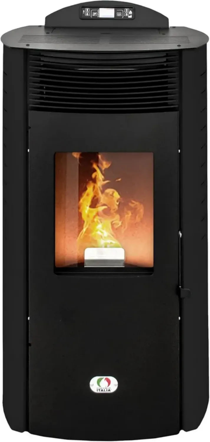 Stufa a Pellet Canalizzata 15 kW WiFi Nera - Efficienza 92%, Autonomia 30 Ore, Riscalda fino a 140m², Programmabile