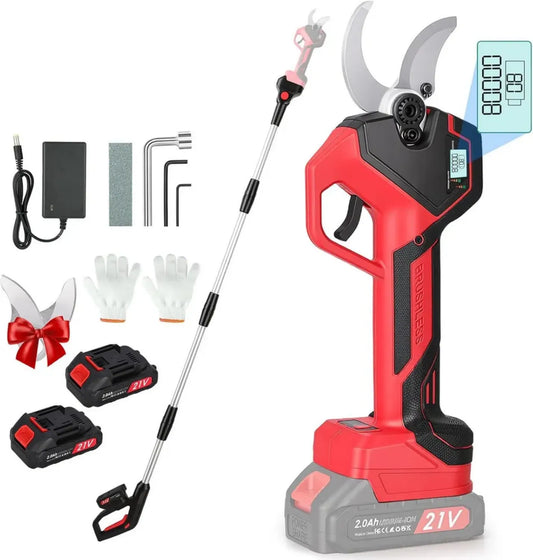Cesoie Elettriche Telescopiche 2,4m con Motore Brushless e Doppia Batteria 21V 2000mAh, Ideali per Ulivi e Vigneti
