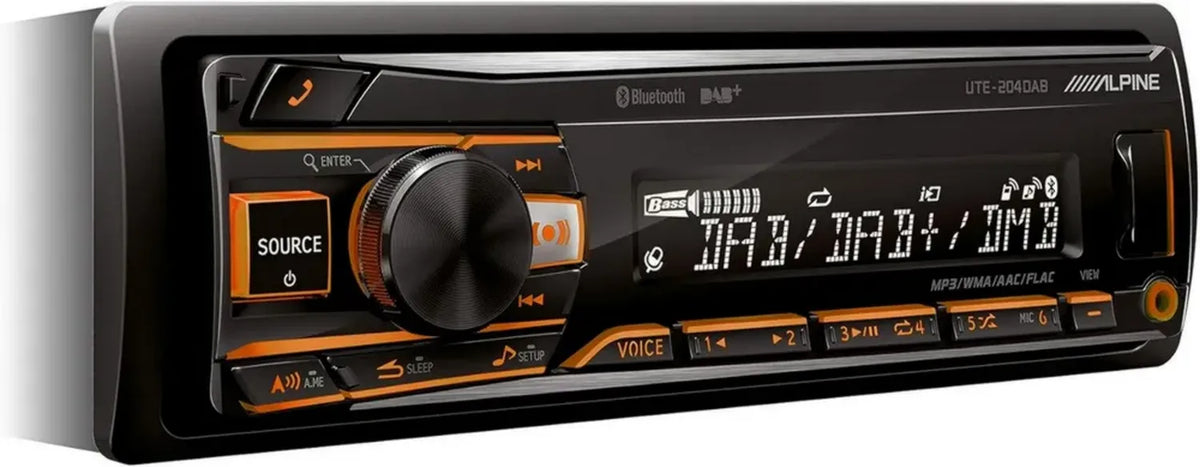 Autoradio Alpine UTE-204DAB con Bluetooth e DAB, Colore Nero