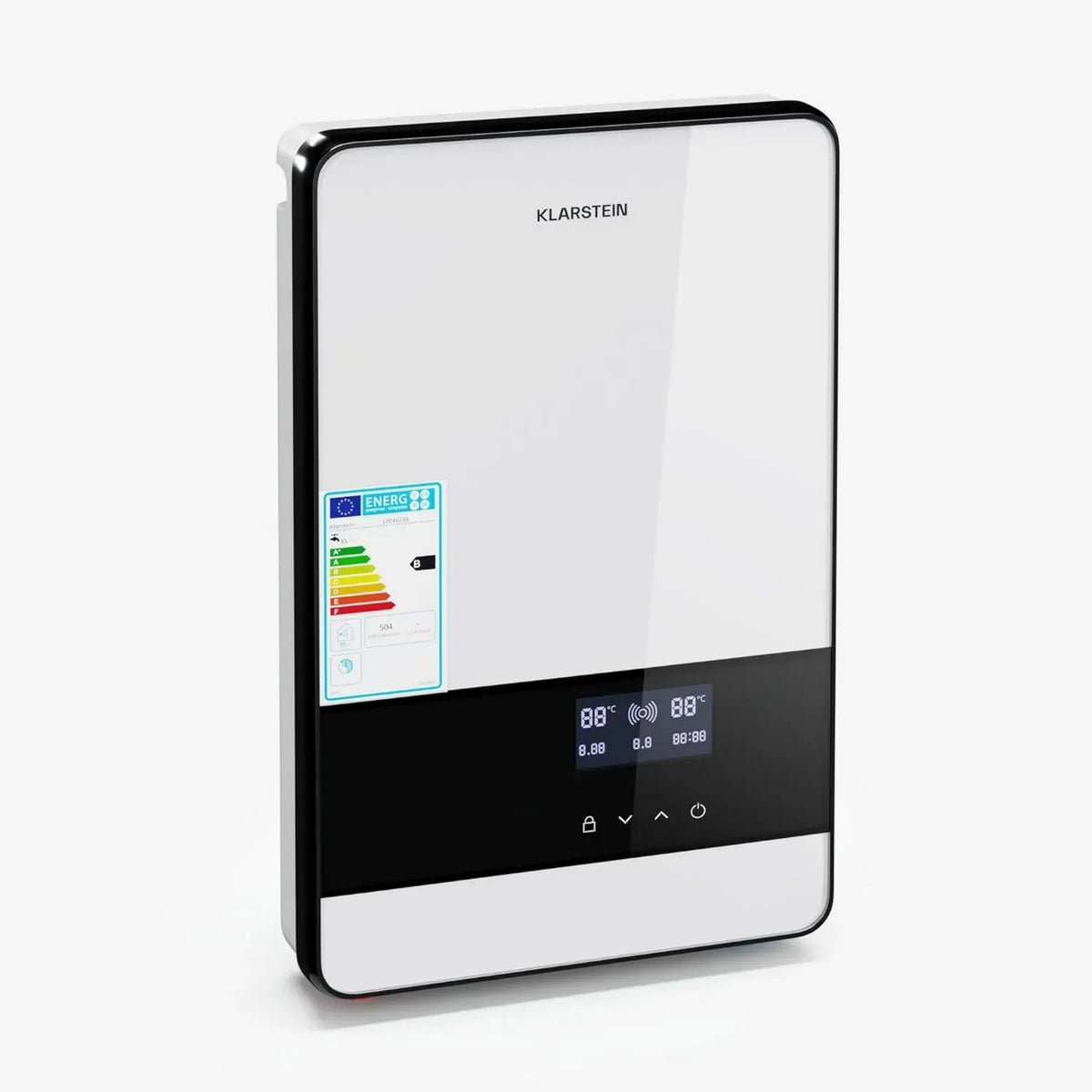 KLARSTEIN Scaldabagno Elettrico Blaze Flow, 24kW, 380V, Acciaio Inox, Display LED, 3 Livelli di Temperatura, Design Compatto a Parete, Senza Batterie