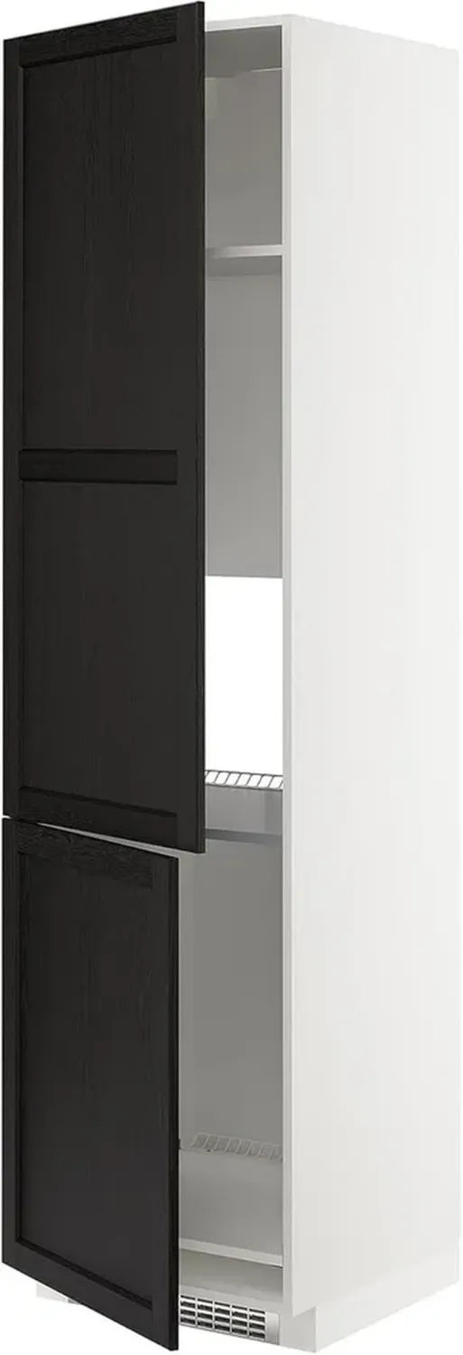 Ikea METOD Armadio Alto per Frigorifero/Congelatore con 2 Ante, 60x60x220 cm, Nero/Lerhyttan Nero Tinto
