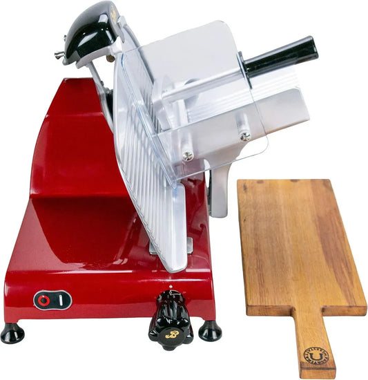Affettatrice Professionale Berkel Red Line 250 con Lama 250 mm, Rosso con Tavola in Legno 34x21