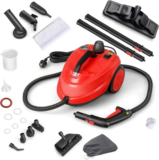 SOARS Pulitore a Vapore 2000W con 14 Accessori, 5 Bar di Pressione, 160°C, Riscaldamento Rapido in 8 Minuti, Serbatoio 1,8L, per Casa e Cucina, Copertura fino a 108 m² (Rosso)