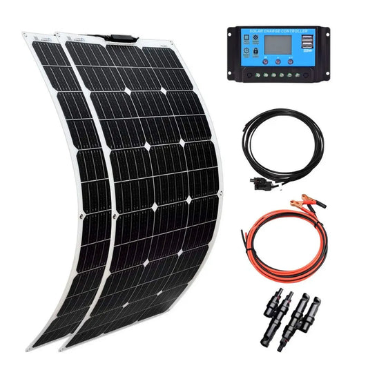 Kit Pannello Solare XINPUGUANG 200W 12V Flessibile con Regolatore 20A per Camper, Barca e Auto