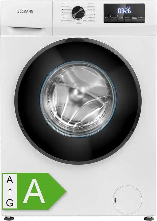 Lavatrice Bomann 7 kg, 1400 RPM, Motore Inverter Silenzioso, 15 Programmi, Display LED
