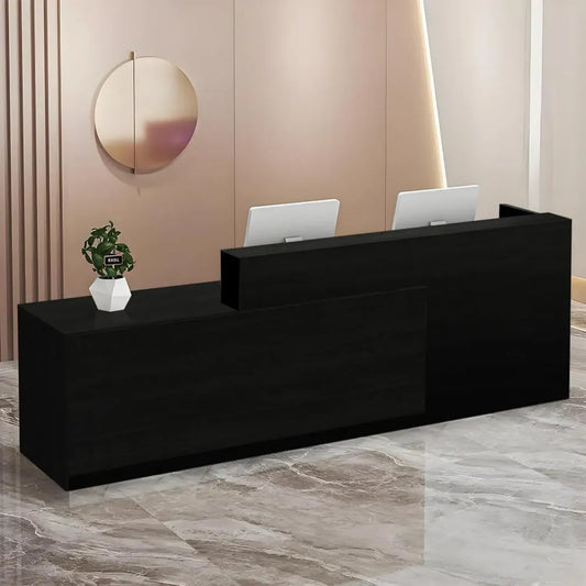 Banco Reception Moderno con Cassetto Nero per Ufficio e Saloni, 120x100x60cm