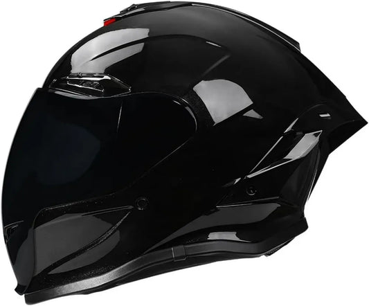 Casco Moto Integrale per Adulti, Uomo e Donna, Certificato DOT ECER22-05, Nero Lucido, Taglia Media