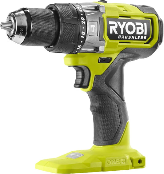 Trapano a Percussione Senza Fili 18V con Motore Brushless, Mandrino 13mm, Luce LED, Ryobi ONE+, 3 Modalità di Lavoro