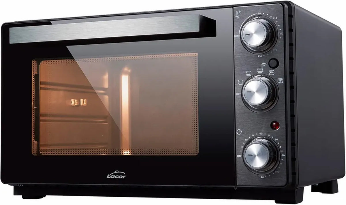 Lacor Forno Elettrico Compatto da Tavolo, 35L, Nero, Controllo Temperatura 70°C-230°C, Acciaio Inossidabile