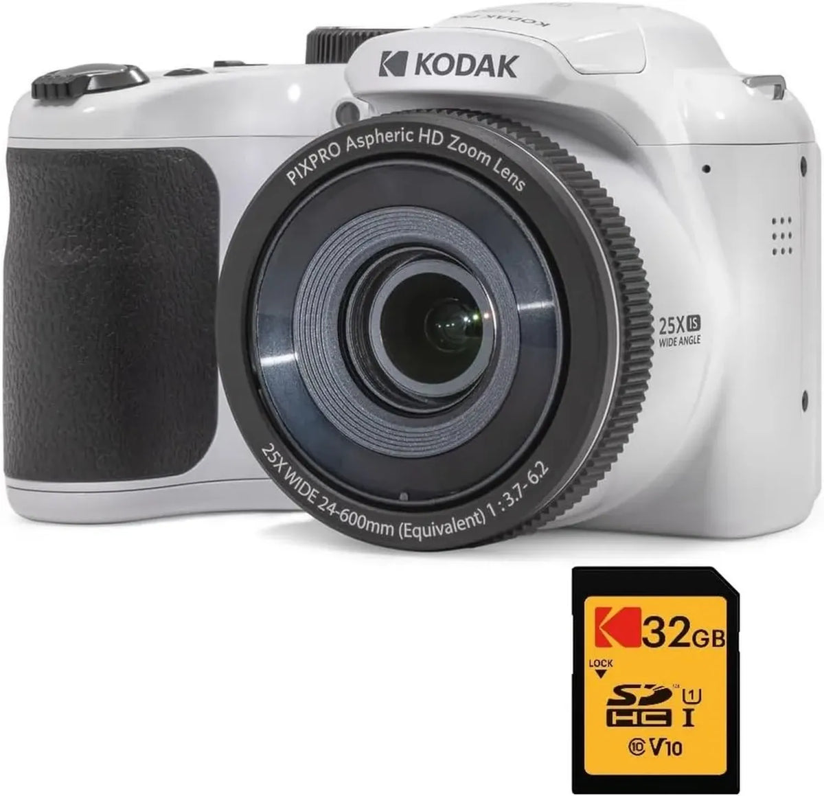Fotocamera Bridge Digitale Kodak AZ255 con Zoom Ottico 25x e Scheda SD 32GB - 16 MP, Video Full HD, Obiettivo Grandangolare 24 mm, Display LCD 3'