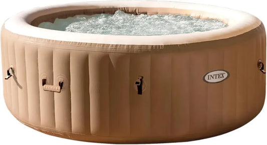 Intex PureSpa Vasca Idromassaggio Gonfiabile per 4 Persone con Riscaldatore e Getti Bubble, 196x71 cm, Beige