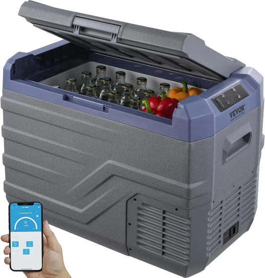 Frigorifero Portatile VEVOR 37L per Auto e Camper, 12/24V DC e 100-240V AC, Congelatore a Zona Unica con Illuminazione Integrata, Intervallo -20°C a 20°C, Ideale per Viaggi e Campeggio