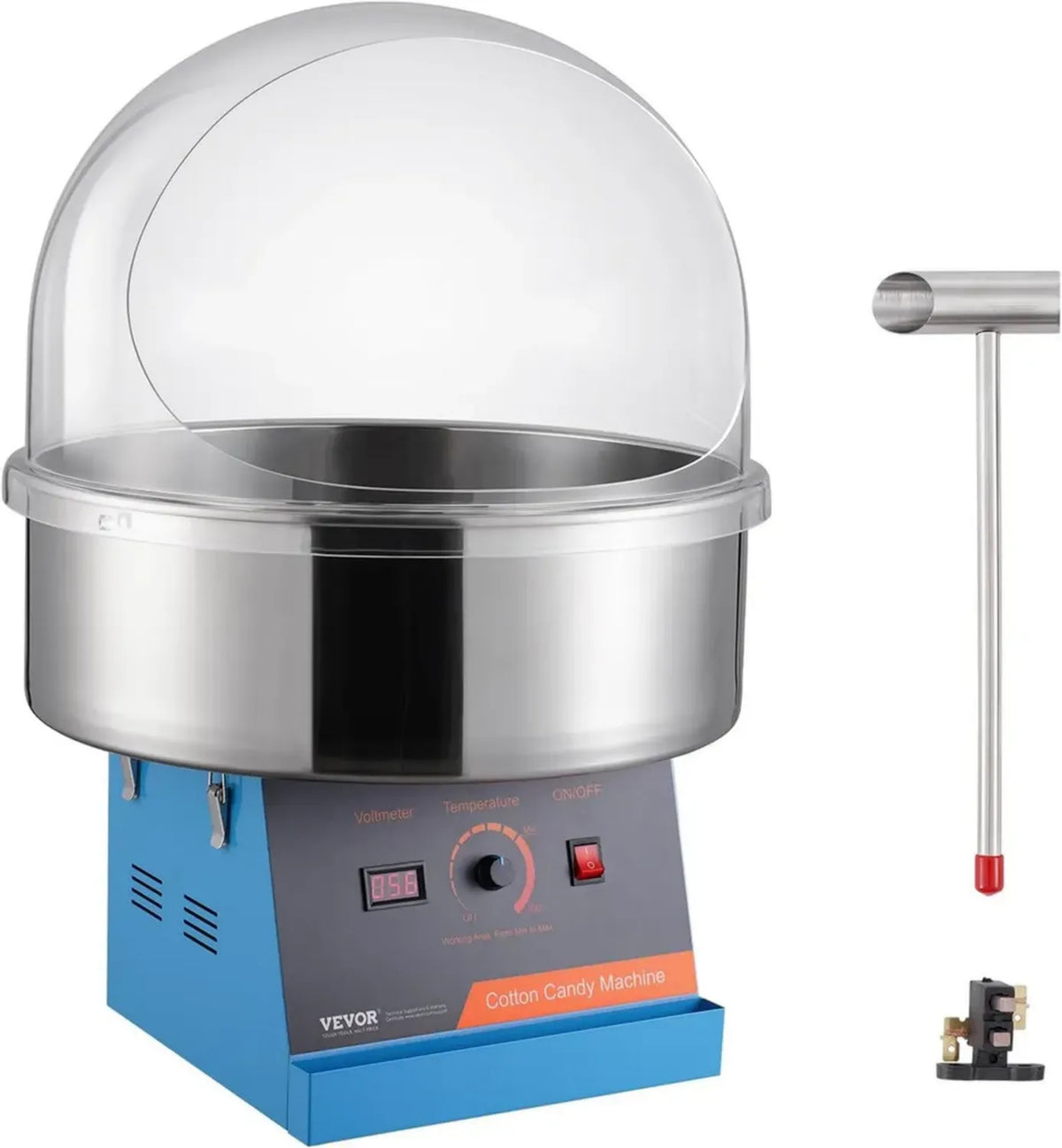 Macchina Professionale per Zucchero Filato VEVOR 1000 W, Completa di Copertura e Ciotola Inox