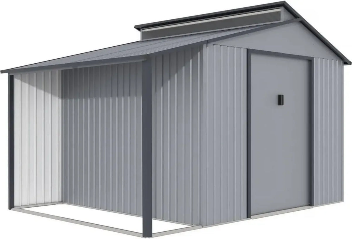 Capanno da Giardino in Metallo con Pergola Madras, 9,12 m², Colore Grigio