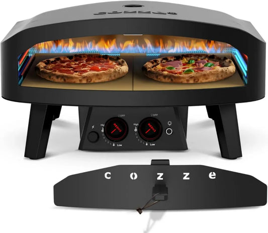 Forno per Pizza a Gas Cozze 60cm Nero con Doppia Pietra Refrattaria
