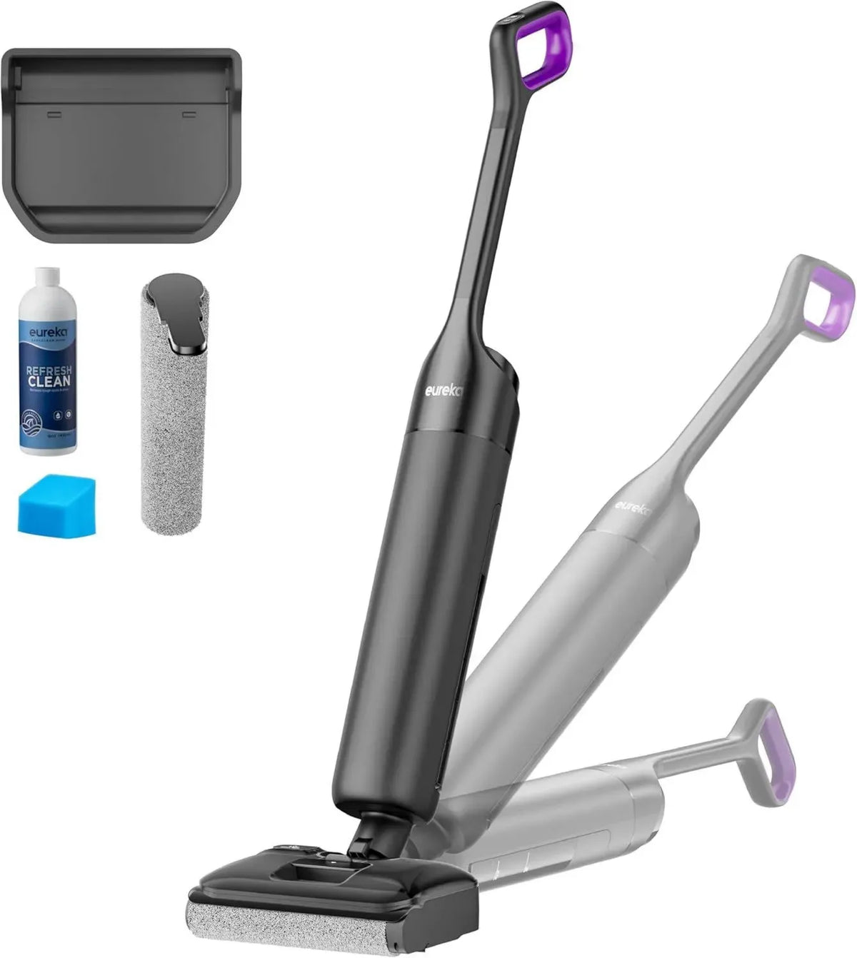 EUREKA FloorShine 460 Aspirapolvere Lavapavimenti Senza Fili con Autoasciugatura, Design Compatto, Inclinazione 180°, Pulizia Multifunzione, Serbatoi 600 ml, Ideale per Animali, Nero