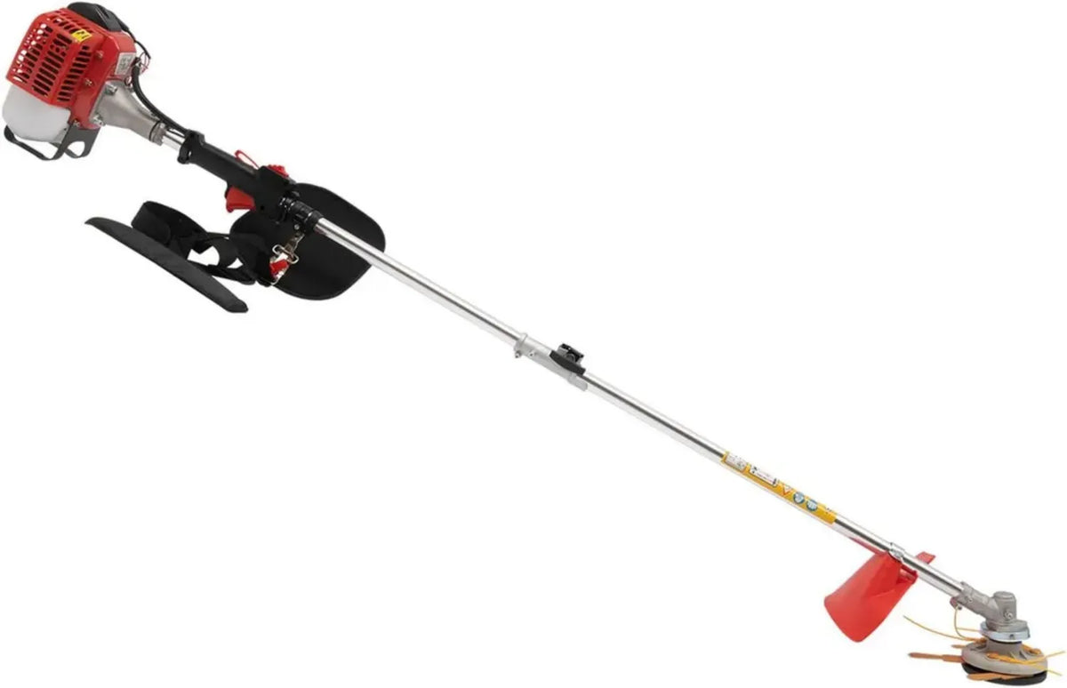 Decespugliatore a benzina 26cc, potente motore 2 tempi, 650W, 8500 RPM, con doppie testine e serbatoio 1L per giardino