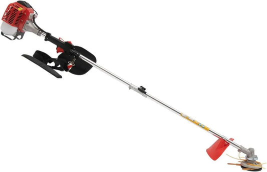 Decespugliatore a benzina 26cc, potente motore 2 tempi, 650W, 8500 RPM, con doppie testine e serbatoio 1L per giardino