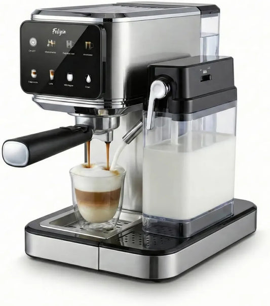Macchina Espresso Semiautomatica 20 Bar con Schermo Touch e Serbatoio Latte da 1L