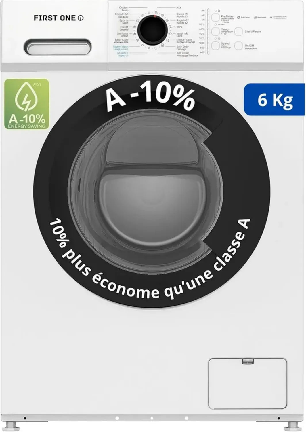 Lavatrice Frontale 6 kg 1000 RPM, 16 Programmi, Efficienza Classe A-10%