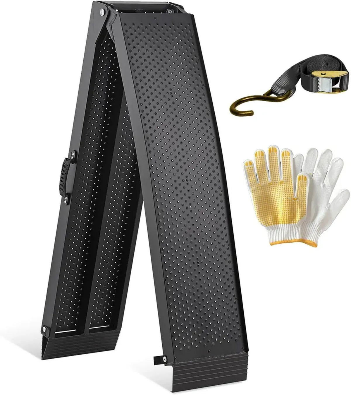 Rampe Pieghevoli in Alluminio per Carico 340Kg, 228x28x4.5cm, Ideali per Auto, Moto, Tosaerba e Quad
