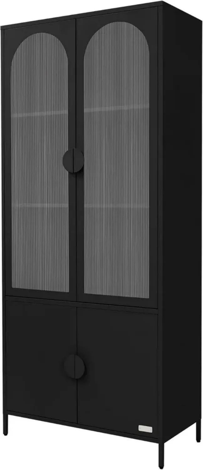 Armadio Industriale in Metallo Nero con Ante e Ripiani Regolabili, Design Moderno 80x185x40 cm