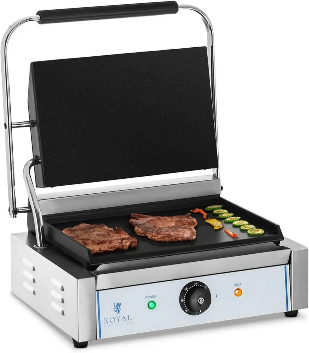 Griglia Panini Liscia 2200W in Ghisa Smaltata di Royal Catering