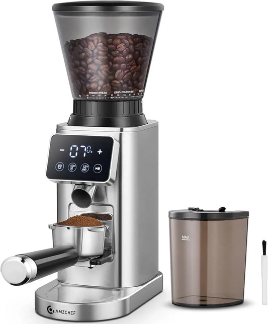 Macina Caffè Elettrico AMZCHEF con Display Touch e 24 Impostazioni di Macinatura