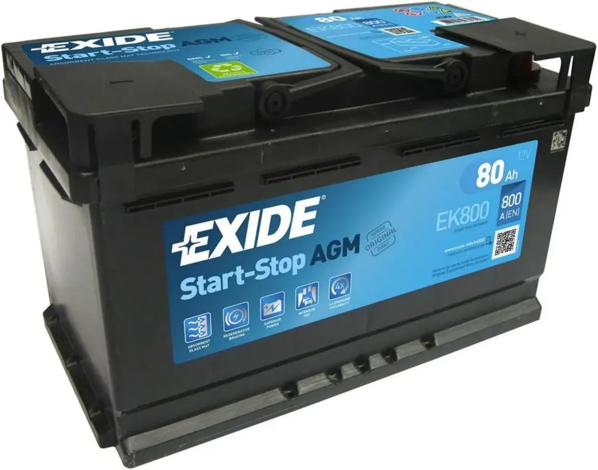 Batteria Auto Exide AGM 80Ah EK800 Alta Performance