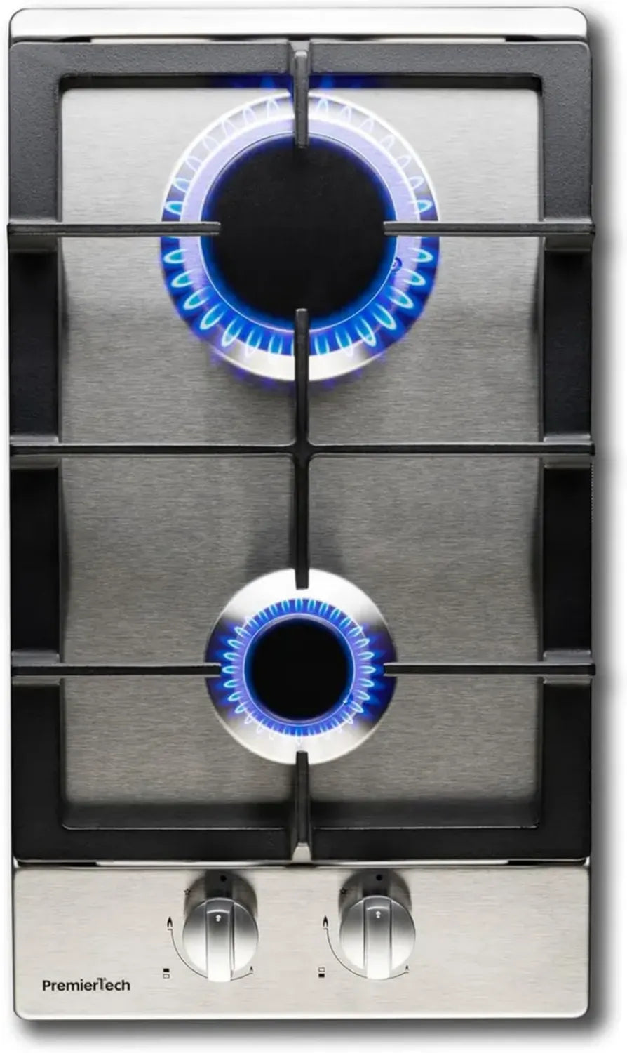 Piano Cottura a Gas PremierTech 2 Fuochi 30cm in Acciaio Inox con Supporto in Ghisa