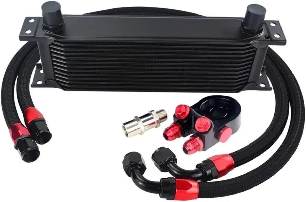 Kit di Raffreddamento Olio Universale 13 File con Adattatore Filtro e Tubo Intrecciato in Acciaio, Nero