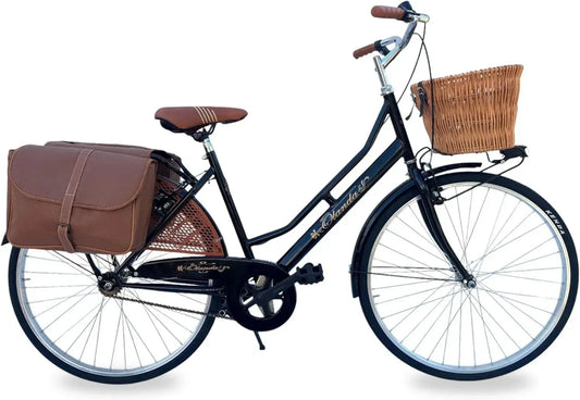 Bicicletta da Città Vintage per Donna con Cestino, Ruote 26, Stile Retrò