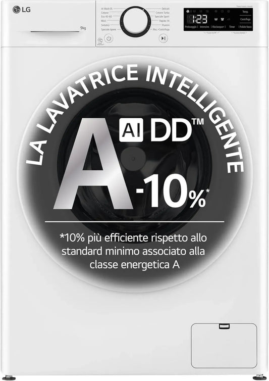 Lavatrice Slim LG Serie R3 9kg AI DD, Classe A, 1200 giri, Bianco