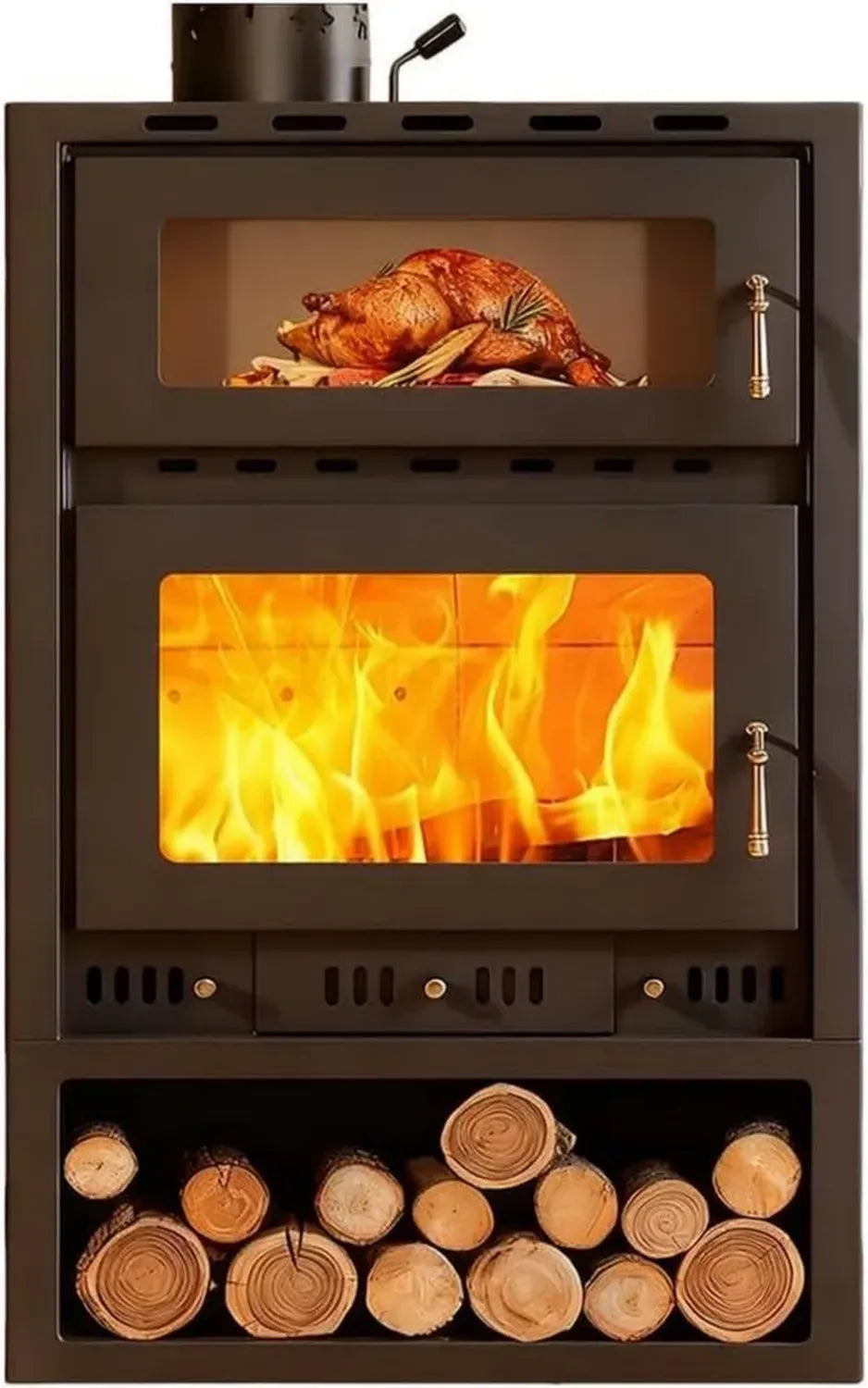 Stufa a Legna con Forno Integrato per Riscaldamento Efficiente, Ideale per Spazi fino a 60 m²